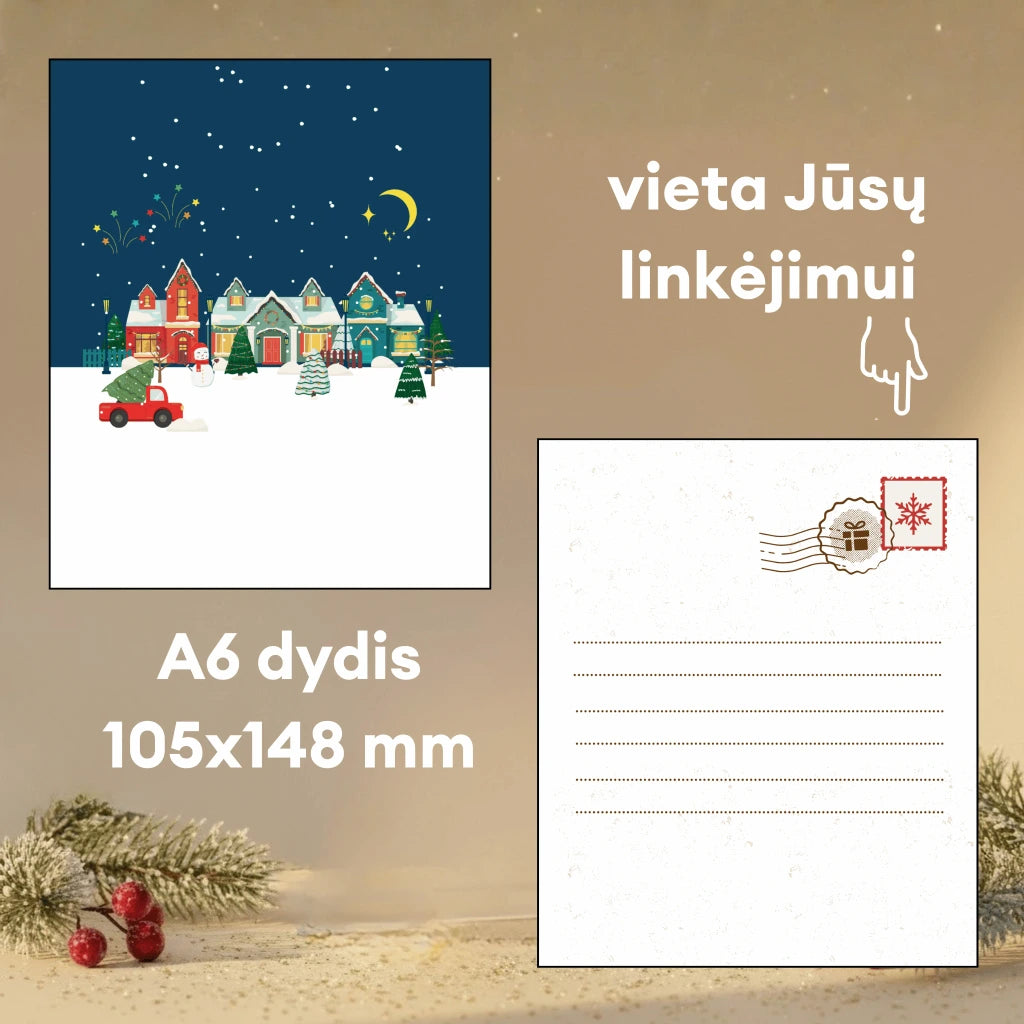 Atvirukas su bičių vaško širdele ir 2026-ųjų linkėjimais (A6 dydis)