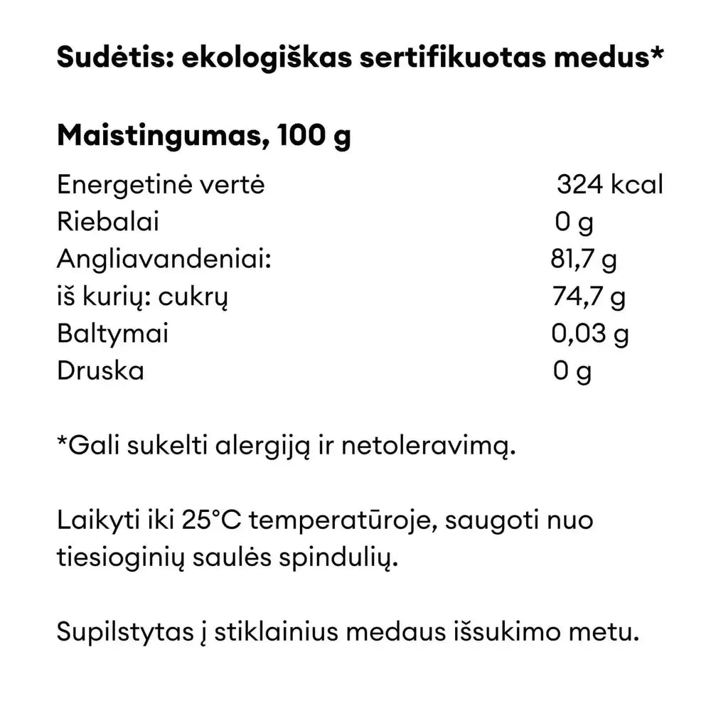 GRIKIŲ medus, ekologiškas maistine verte