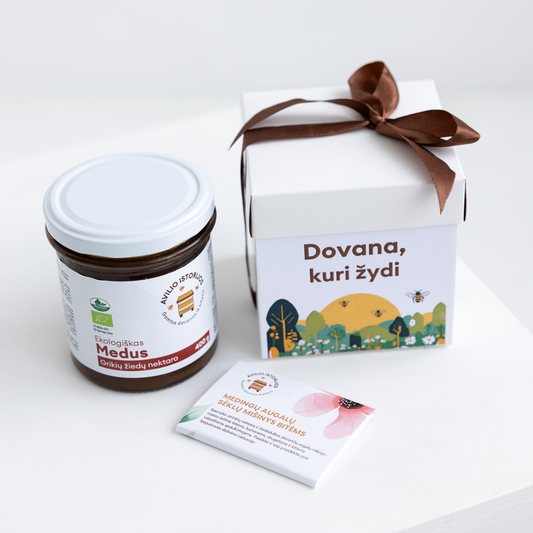 Medus ir gėlių sėklos „Dovana, kuri žydi“