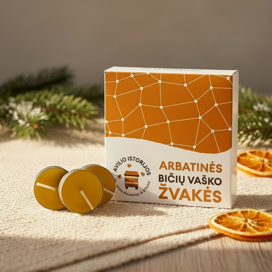 ARBATINĖS bičių vaško žvakės tabletės | 9 vnt
