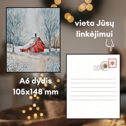 Kalėdinis atvirukas „RAUDONAS NAMELIS“ | A6