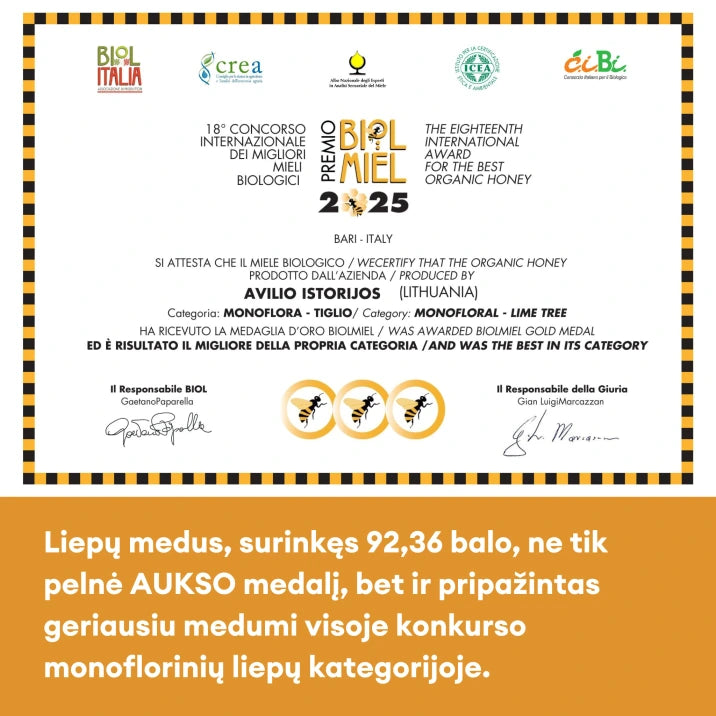 LIEPŲ medus, ekologiškas