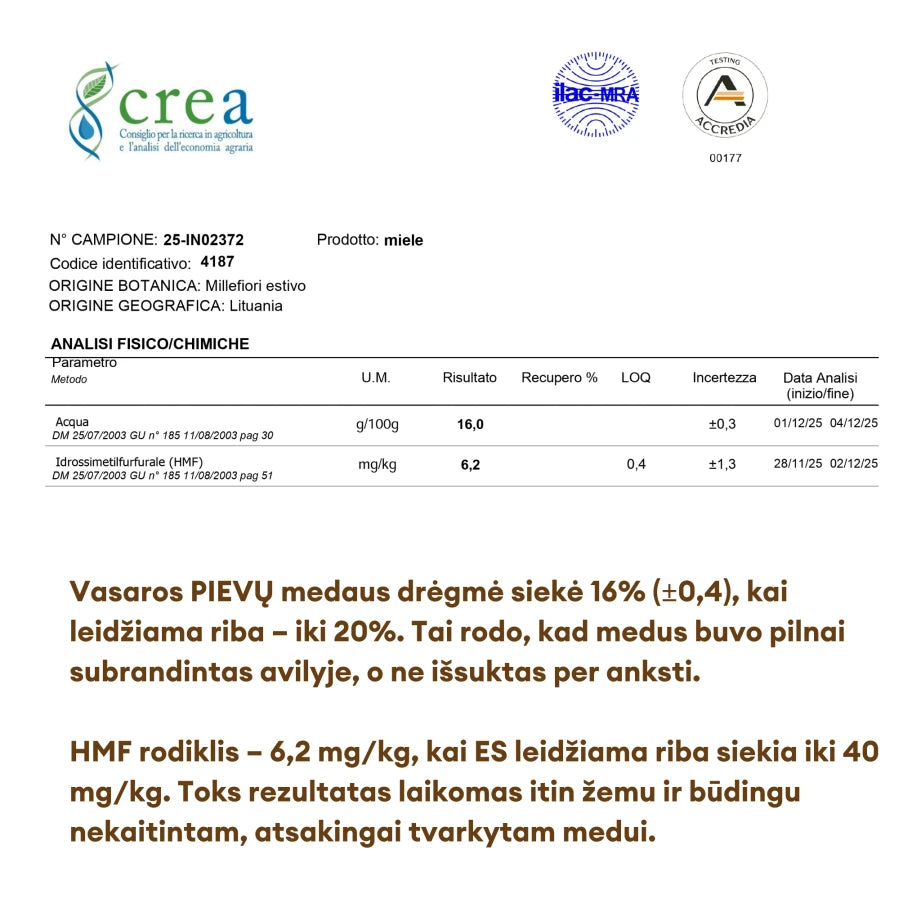 Vasaros PIEVŲ medus, ekologiškas